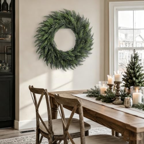 32'' Extra Large Cedar Wreath for Front Door, Faux Christmas Door Wreath