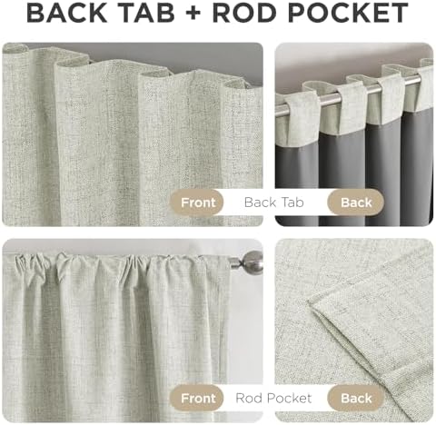 Joydeco Linen Blackout Curtains for Bedroom - 100% Light Blocking 1 Panels, Light Beige Drapes 70" W x 108" L, Thermal