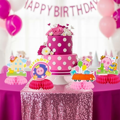 TONIFUL Happy Birthday Pink Themed Pig Table Honeycomb Centerpieces