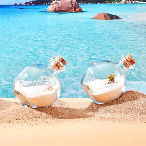 Tessco for you 1 Pcs 8.5 oz Glass Potion Bottles with Cork, Round Spherical Apothecary & Decorative Bottles for Candy, Spices, Vanilla Extract, Wish Messages, Snow Globe & DIY Crafts (Classic)