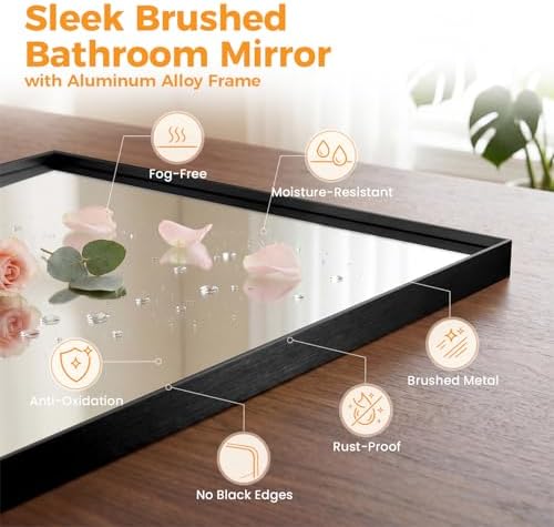 Bathroom Mirrors for Over Sink, 30" x 36" Rectangle Wall Mount Mirror with Metal Frame, Modern Vanity Mirror with
