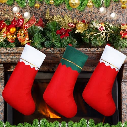 Zubebe 36 Pcs Christmas Stockings Bulk 15 Inch Felt, Red Green White