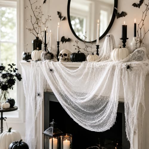 5 Pcs White Halloween Gauze Creepy Cloth Fabric Tapestry Decor Decorations
