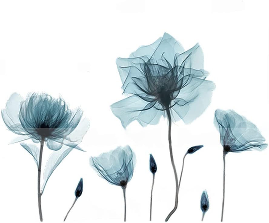 Flower Wall Decals Peel and Stick Removable Decal Stick DIY Wall Stickers Murals Home / Blue