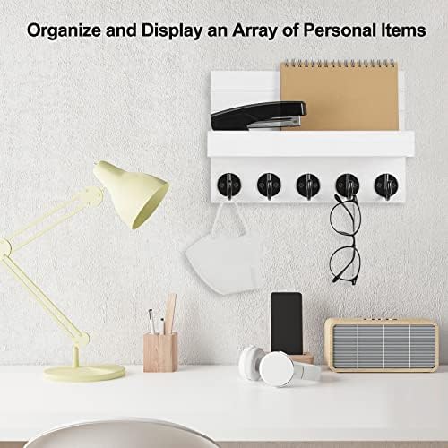 Lwenki Key Holder for Wall, Decorative Key and Mail Holder with Shelf Has Large Key Hooks for Bags, Coats, Umbrella –