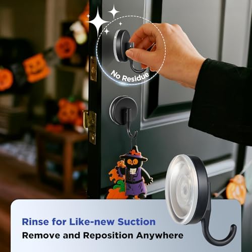 OUTXE Wreath Hanger for Front Door, Upgraded Suction Cup Reef Hook
