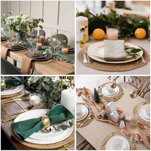 BAVIFY 13" Round Woven Placemats Set of 4, Plate Chargers for Dining Table