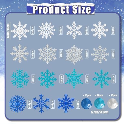 Snowflake Decorations, Christmas Hanging Decor, 48 Glitter Snowflake Swirls