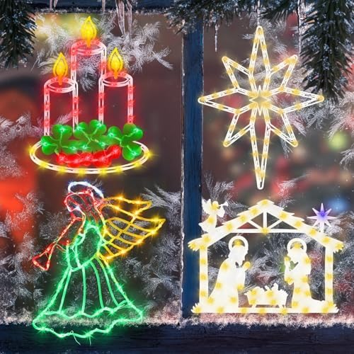 TRWYMZ Christmas Decorations - 16" Christmas Window Silhouette Lights
