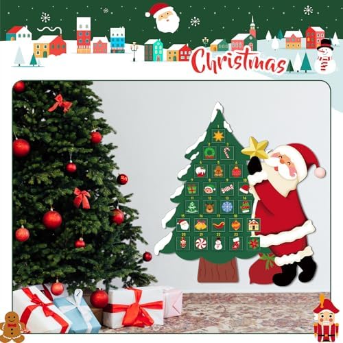 Watersay Christmas Tree Felt Advent Calendar for Kids Countdown Calendar