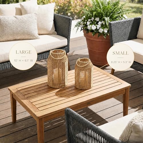 Natural Jute Boho Lanterns - Handcrafted Farmhouse Coffee Table Decor
