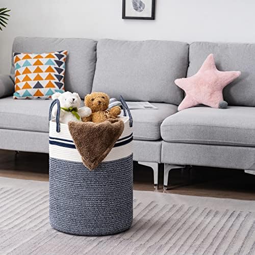 YOUDENOVA Cotton Rope Laundry Hamper Basket, 72L Blanket Basket for Nursery