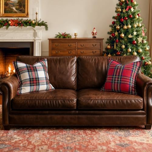 MIULEE Christmas Plaid Pillow Covers 18x18 Red Christmas Decorations for Home
