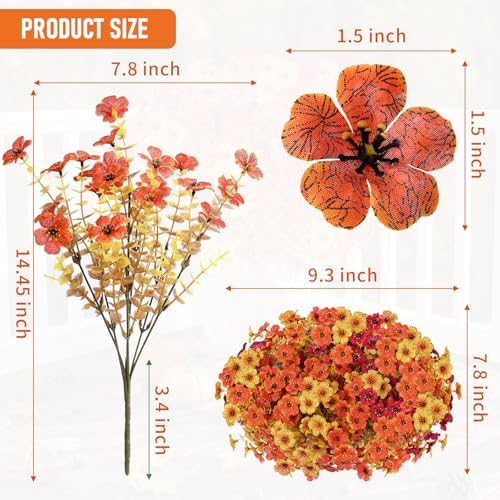 13 Bundles Artificial Fall Flowers Fake Mums for Outdoor (Autumn Colors)