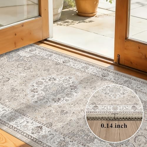 Hallway Washable Runner Rug - 3x16 Kitchen Rugs Entryway Rug Runner Vintage Soft Floor Mat Non Slip Indoor Farmhouse