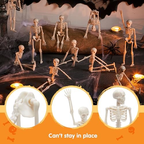 JOYIN 12 PCS 6” Small Skeletons Halloween Decorations Mini Skeleton Figurines for Craft Haunted House Accessories Trick-or-Treaters Party Favors Graveyard Decorations