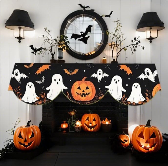 Halloween Fireplace Mantel Scarf Runner Cover Holiday Party Home Decoration