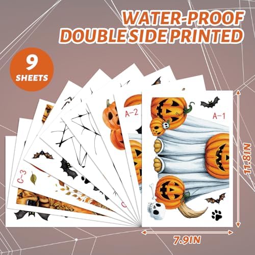 JarThenaAMCS 9 Sheets Halloween Dog Window Clings Ghost Puppy Pumpkin Bat Window Stickers Double-Sided Glass Decals for Home Classroom Office Party Decoration