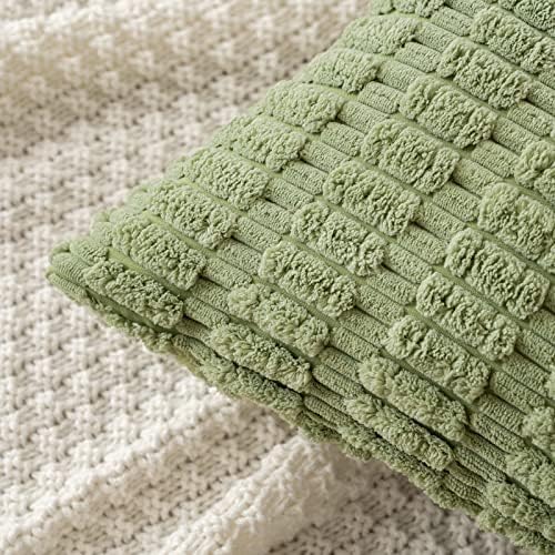 MIULEE Corduroy Decorative Throw Pillow Covers 16x16 Sage Green Pack of 2