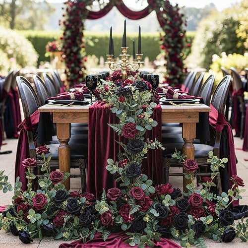 Auihiay 104PCS Black Roses, Faux Roses, Artificial Flowers Roses