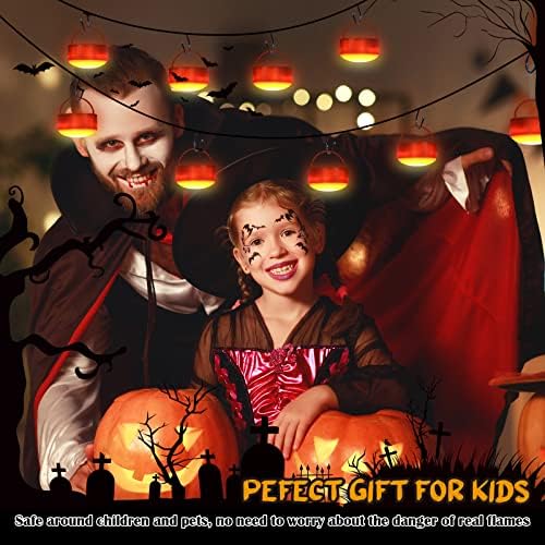 Riakrum 6 Pack Halloween Pumpkin LED Lights, Orange, White