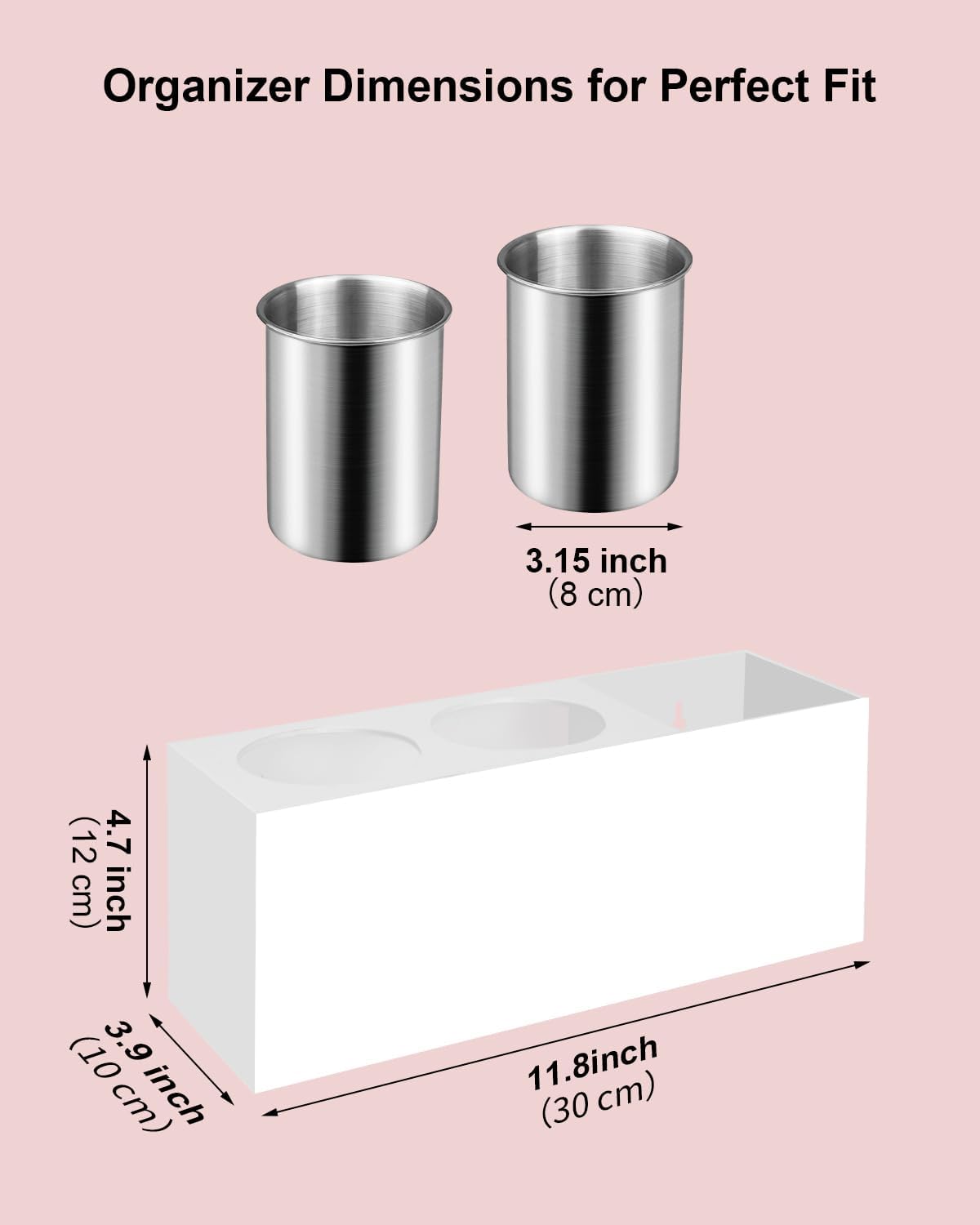 Hair Tool Organizer, Hair Dryer Holder with Heatproof Steel Cups, Acrylic Vanity Organizer for Curling Iron, Flat Iron