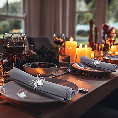 Patelai 8 Piece Halloween Metal Spider Napkin Rings for Dinner,Silver