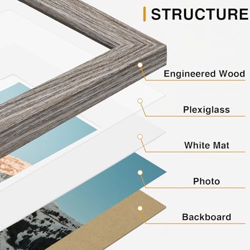 Vittanly 15 Pack Gallery Wall Frame Set, Black, Brown, Dark Grey