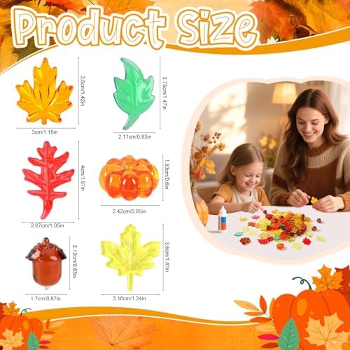 120Pcs Acrylic Leaves Mini Pumpkin Maple Leaves Acorns