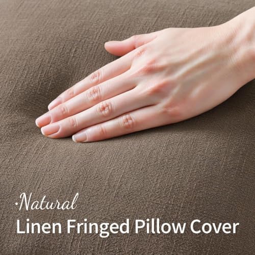 MIULEE Linen Decorative Fall Euro Throw Pillow Covers Cocoa Brown 26x26