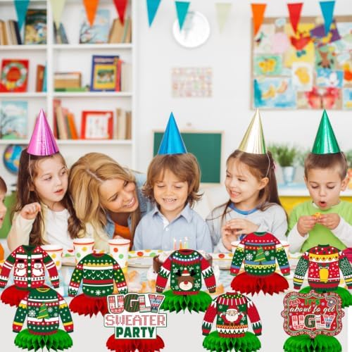 Christmas Ugly Sweater Party Decorations Honeycomb Centerpiece