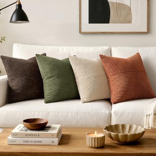 MIULEE Olive Green Decorative Throw Pillow Covers for Couch 18x18 Inch