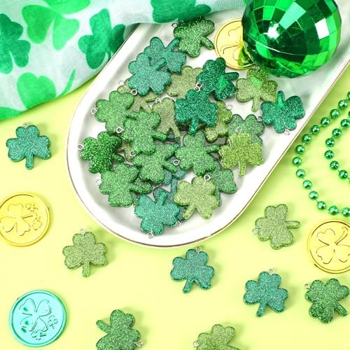 36Pcs St. Patricks Day Ornaments Mini Resin Shamrock Hanging Charms