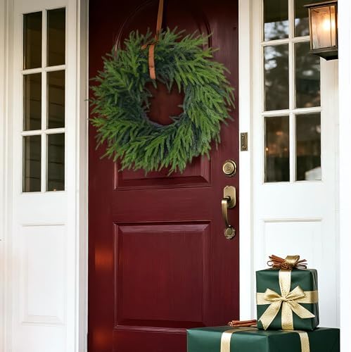 24" Lifelike Touch Artificial Christmas Norfolk Pine Wreath for Front Door