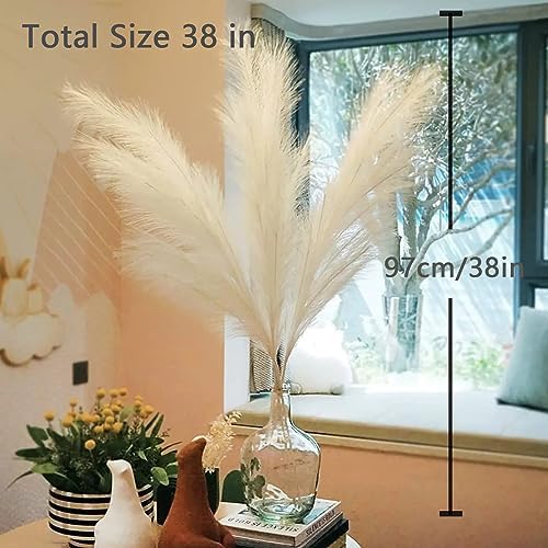 Faux Pampas Grass Decor Tall for Floor Vase Boho Home Wedding Mothers Day / Cream White