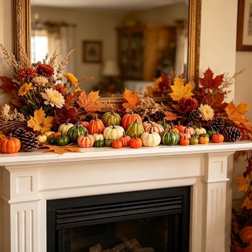 winemana 46 Pcs Artificial Pumpkins for Decorating Fall Decorations