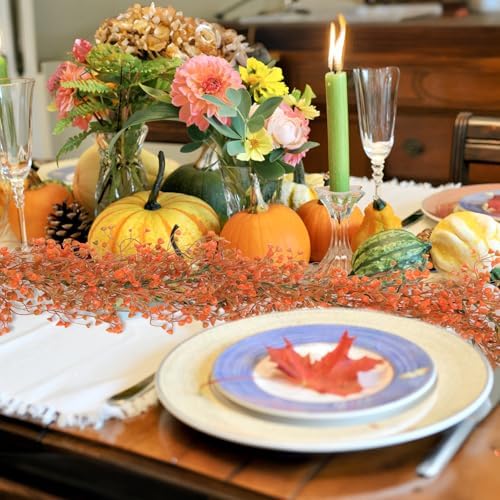 RECUTMS 2Pcs Artificial Wisteria Garlands 5.6Ft Orange Autumn Vines Plastic
