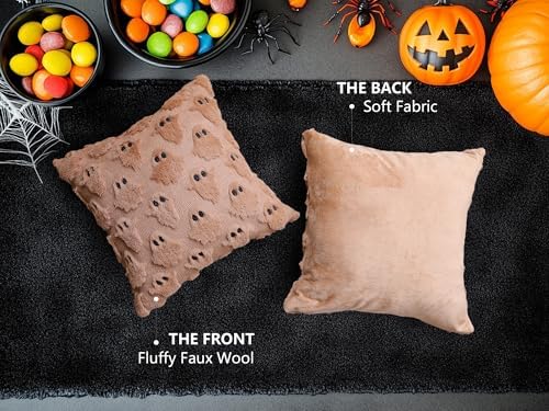 Halloween Pillow Covers 18x18 Set of 2 Brown Ghost Farmhouse Home Decor