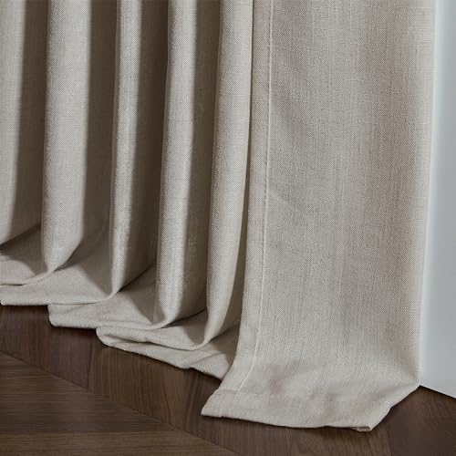 Burlywood Birch Pinch Pleated Linen Semi Sheer 54 Inch Curtains 2 Panels