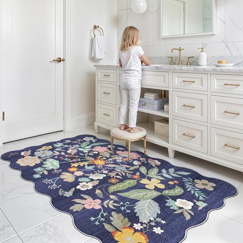 Washable 3x5 Entryway Area Rugs: Ultra Soft Low Pile Carpet for Kitchen Nursery Indoor Light-Weight Doormat Anti-Slip