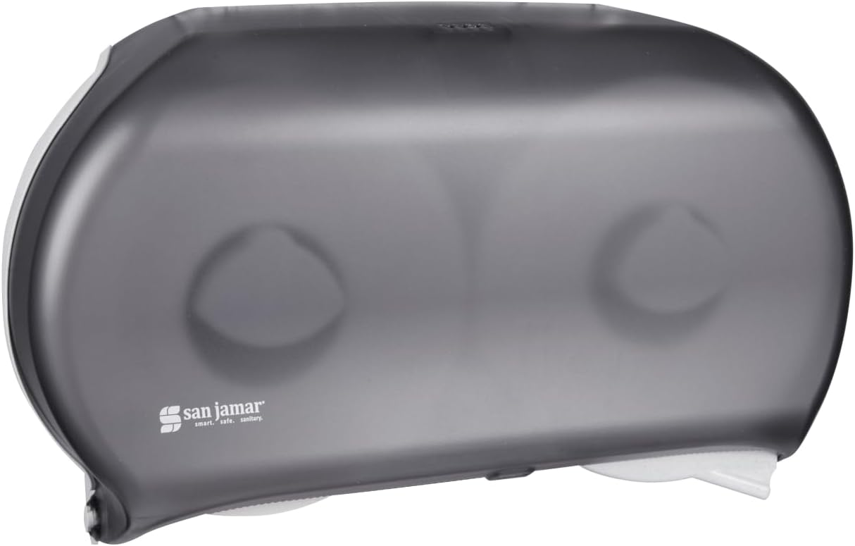San Jamar Classic Bath Tissue Dispenser – Twin 9", Jumbo Bath Tissue Holder for Bathroom, Dual-Roll System