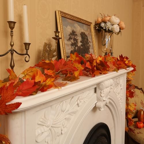 Joyhalo 6 Pack Fall Garland with Red Leaves