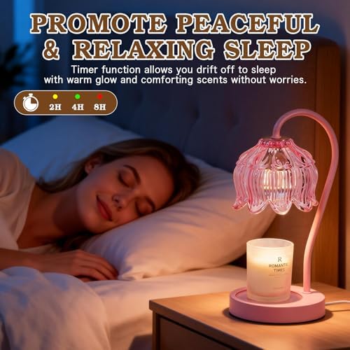 Funistree Flower Candle Warmer Lamp with Timer, Dimmable Candle Lamp Warmer, Christmas Birthday Gifts for Women Mom