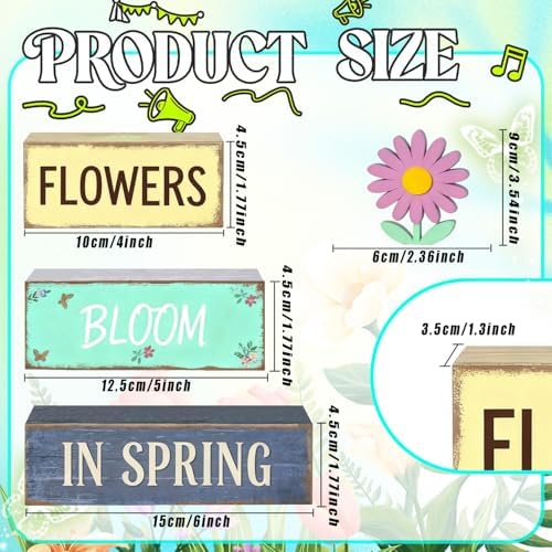 Spring Decoration Wooden Tiered Tray Decor – Daisy Flower Spring Stacked Block Sign – Farmhouse Tabletop Floral Spring Decor for Shelf Mantel Seasonal Home Display
