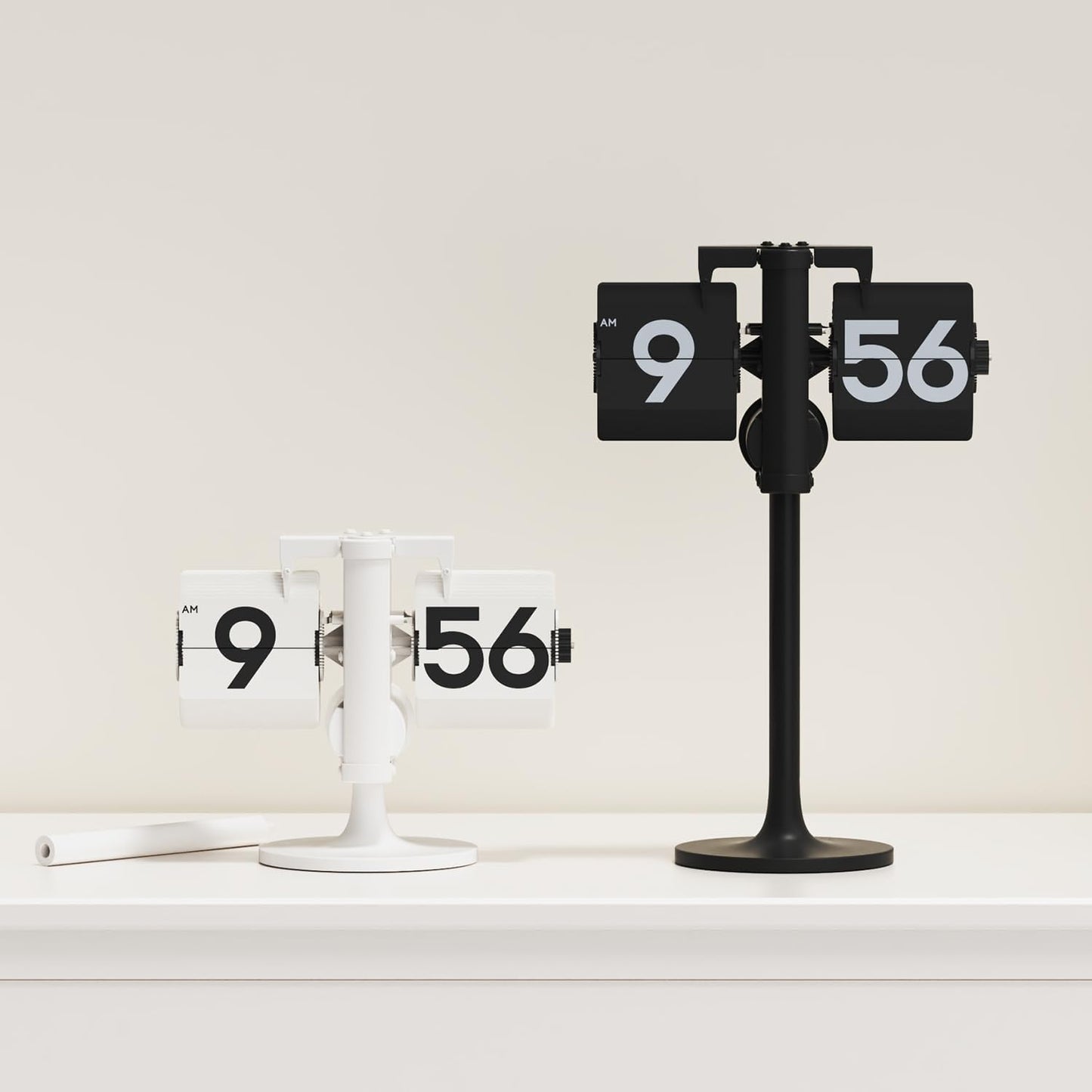 mooas Standing Height Adjustable Flip Desk Clock (Black), Retro Vintage Analog Design Flip Clock Standing Clock Battery