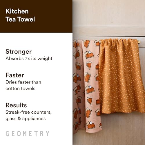 GEOMETRY Kitchen Towels - Quick Dry Microfiber Cloth Dish Towels for Kitchen Drying - Premium Quick Dry Towel - Pumpkin Patched, 18" x 30" - 2 Pieces