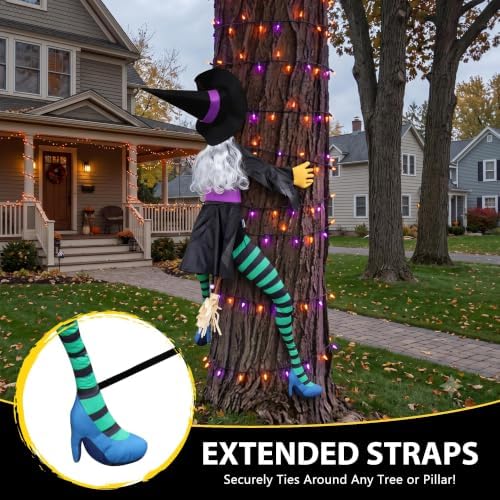 63" Crashing Witch Halloween Decoration, Witch Flying into Tree
