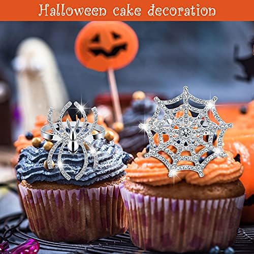 Patelai 12 Pcs Spider Napkin Rings Halloween Napkin Ring, Sliver, Glitter