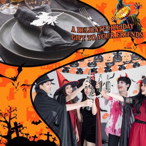 WILLBOND 12 Pcs Halloween Napkin Rings Metal Spooky Rings Holders Silver