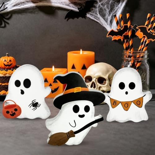 3Pcs Halloween Table Decorations Indoor, Farmhouse Cute Ghost Decor